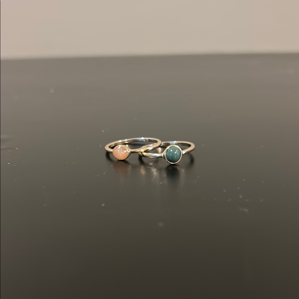 Elegant Gold and Blue Stone Ring Set